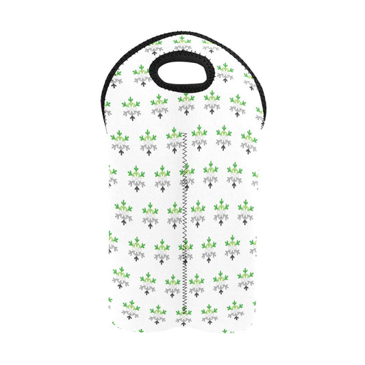 Aromantic Pride Flag Snowflake 2-Bottle Neoprene Wine Bag