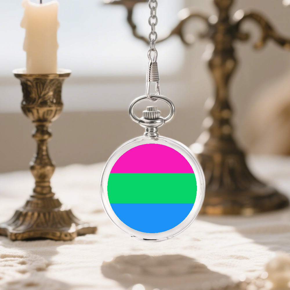 Polysexual Pride Flag Round Pocket Watch