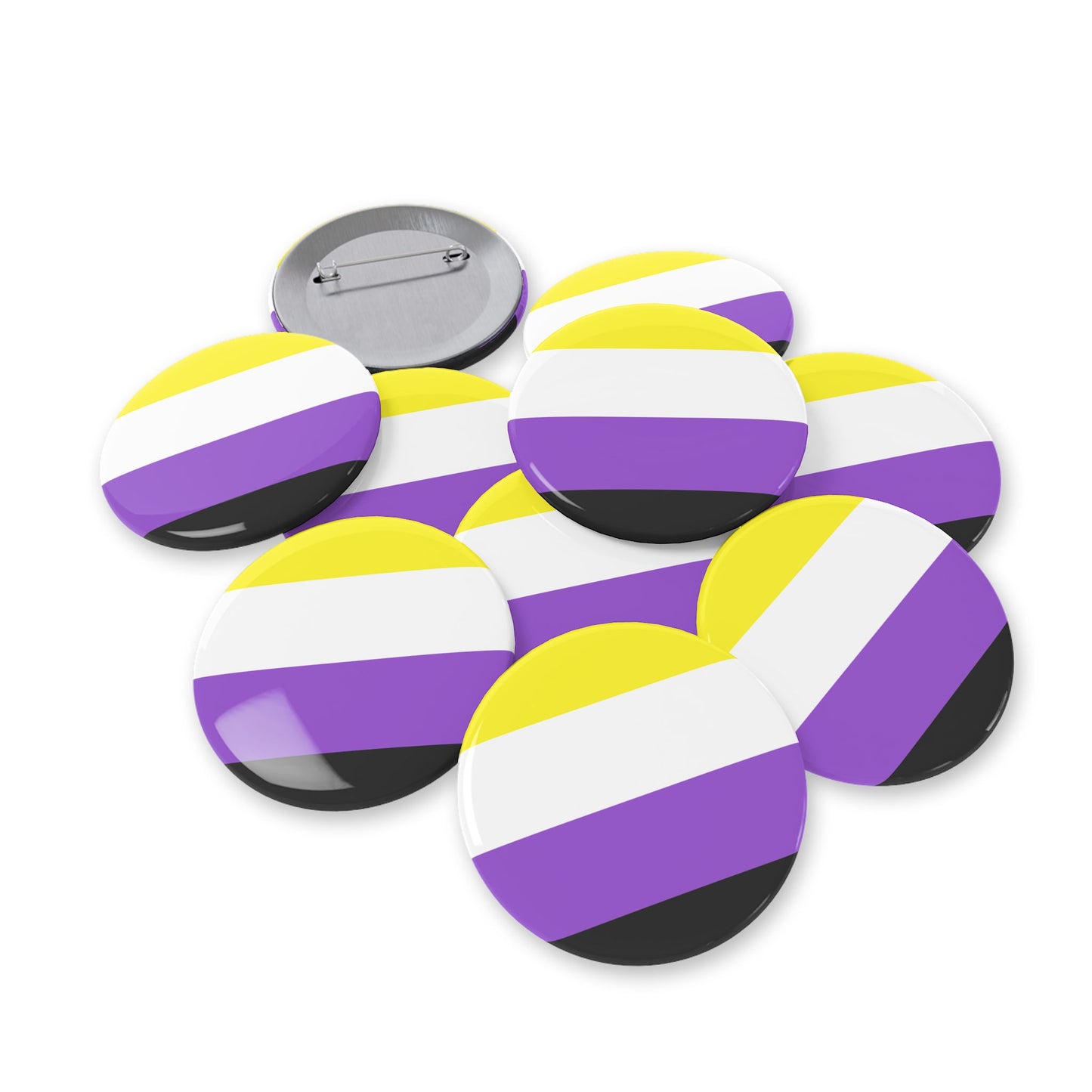 Non-Binary Pride Flag Round Pins - Multiple Sizes