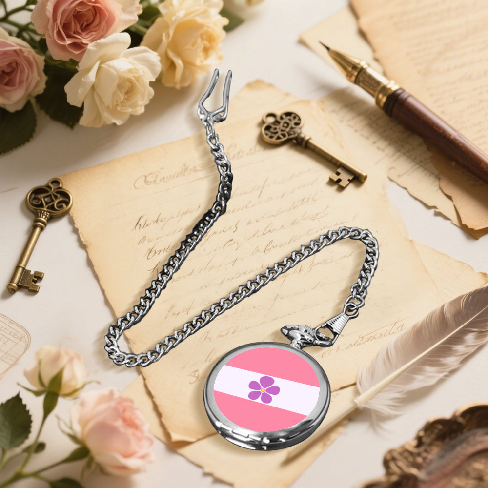 Sapphic Pride Flag Round Pocket Watch