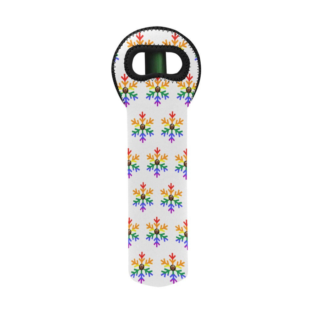 QPOC Pride Flag Snowflake Neoprene Wine Bag