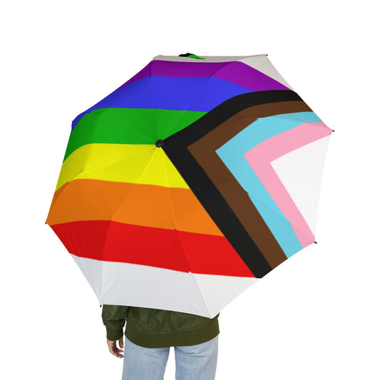 Progress Pride Flag Semi-Automatic Foldable Umbrella