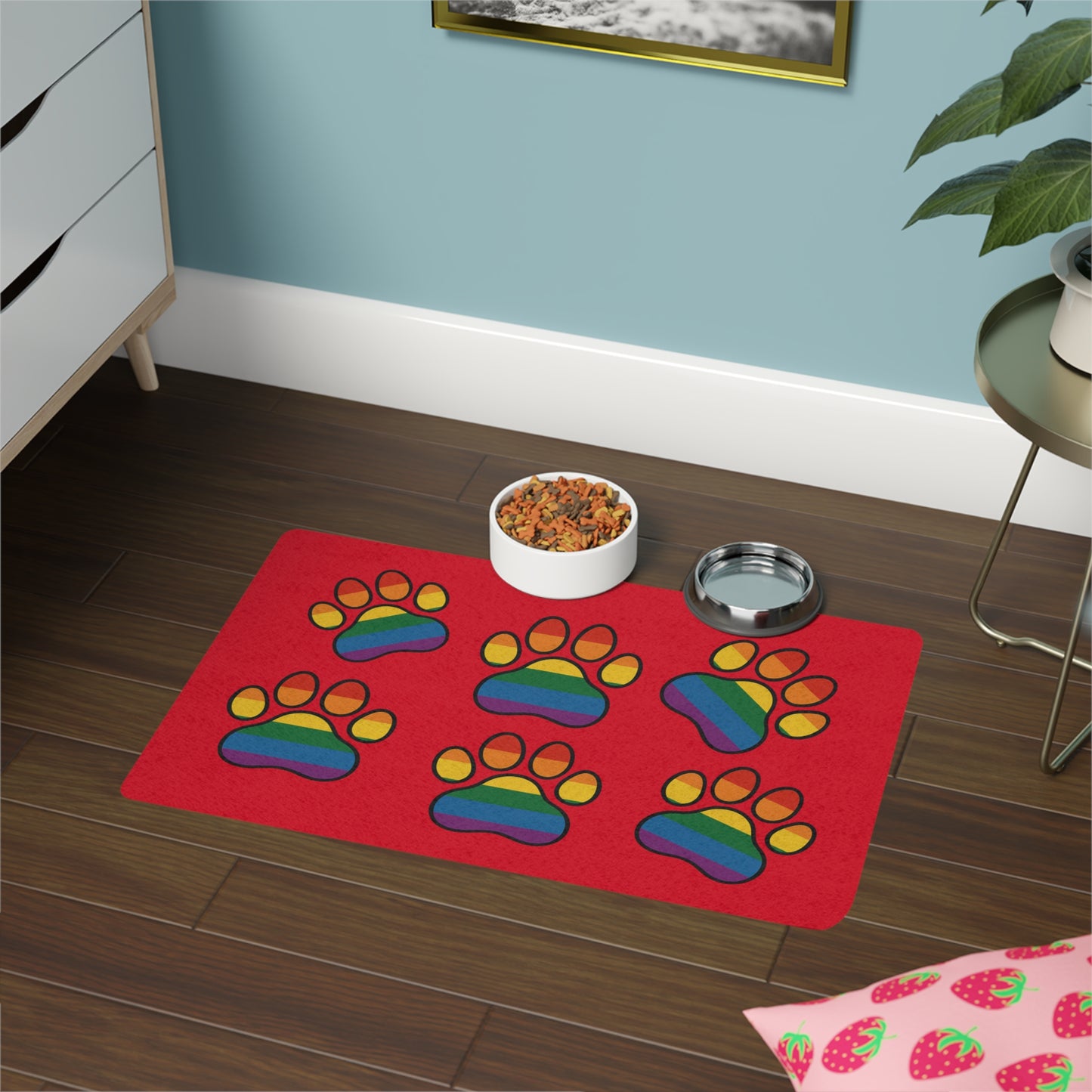 Radical Dog Paws Pet Food Mat - Red