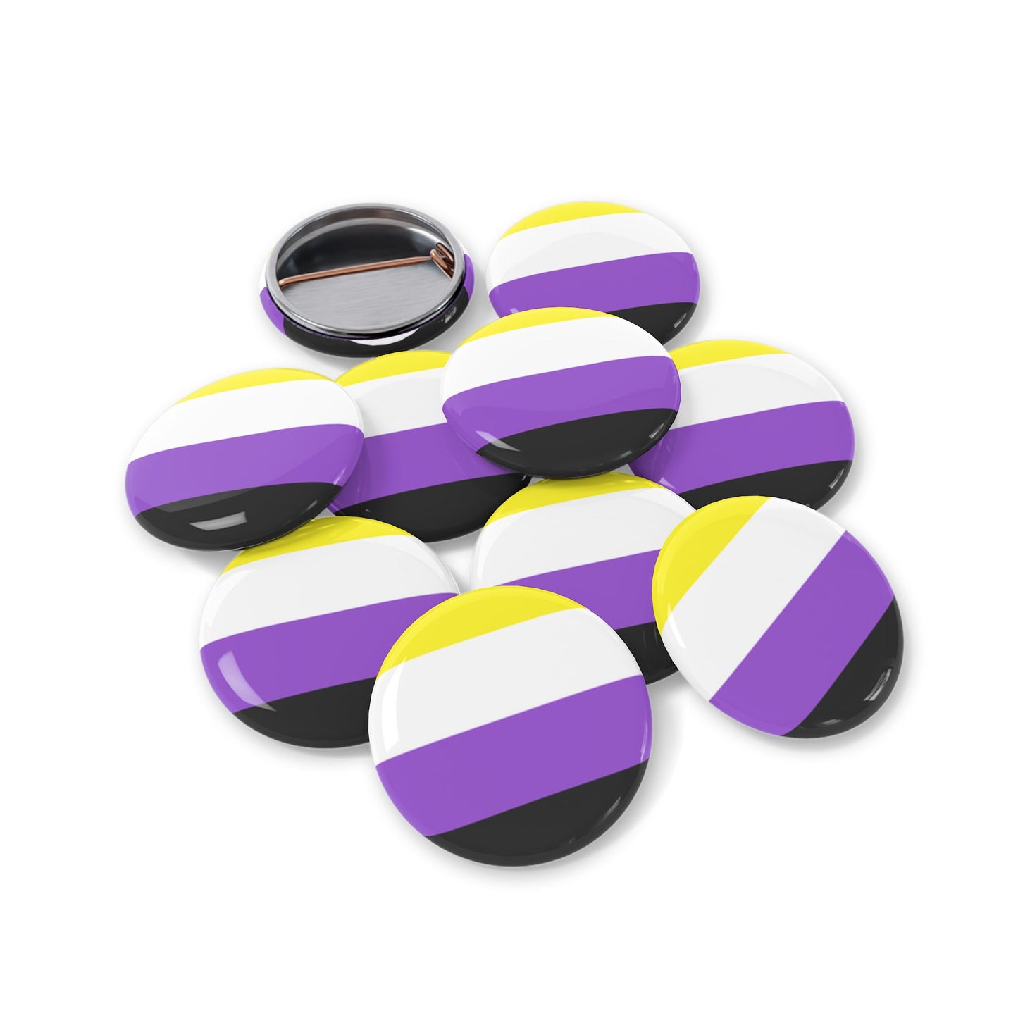 Non-Binary Pride Flag Round Pins - Multiple Sizes