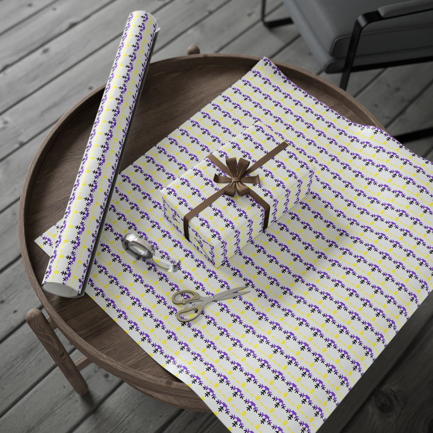Non-Binary Pride Flag Snowflake Wrapping Paper - Multiple Sizes/Finishes