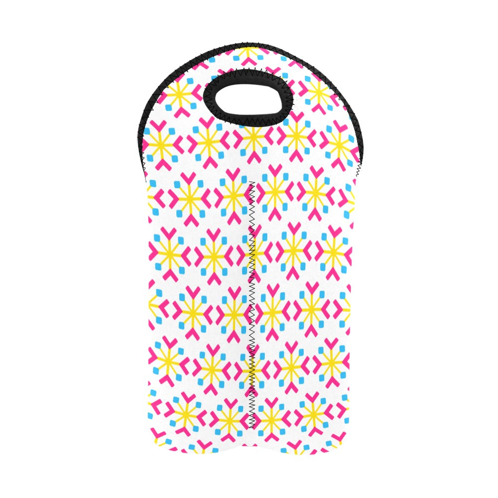 Pansexual Pride Flag Snowflake 2-Bottle Neoprene Wine Bag