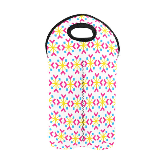 Pansexual Pride Flag Snowflake 2-Bottle Neoprene Wine Bag