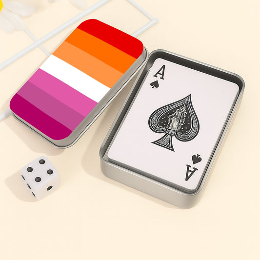 Lesbian Pride Flag Playing Cards with Tin Case