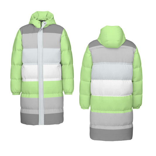 Demiagender Pride Flag All-Over Print Unisex Long Down Jacket