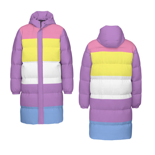 Bigender Pride Flag All-Over Print Unisex Long Down Jacket