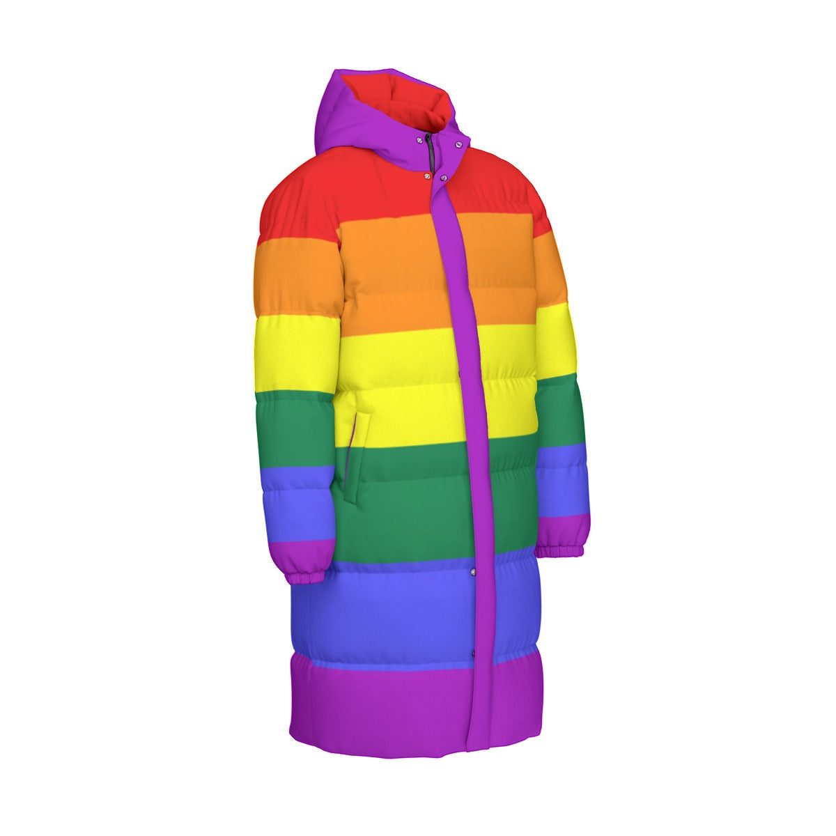 Rainbow Pride Flag All-Over Print All Genders Long Down Jacket