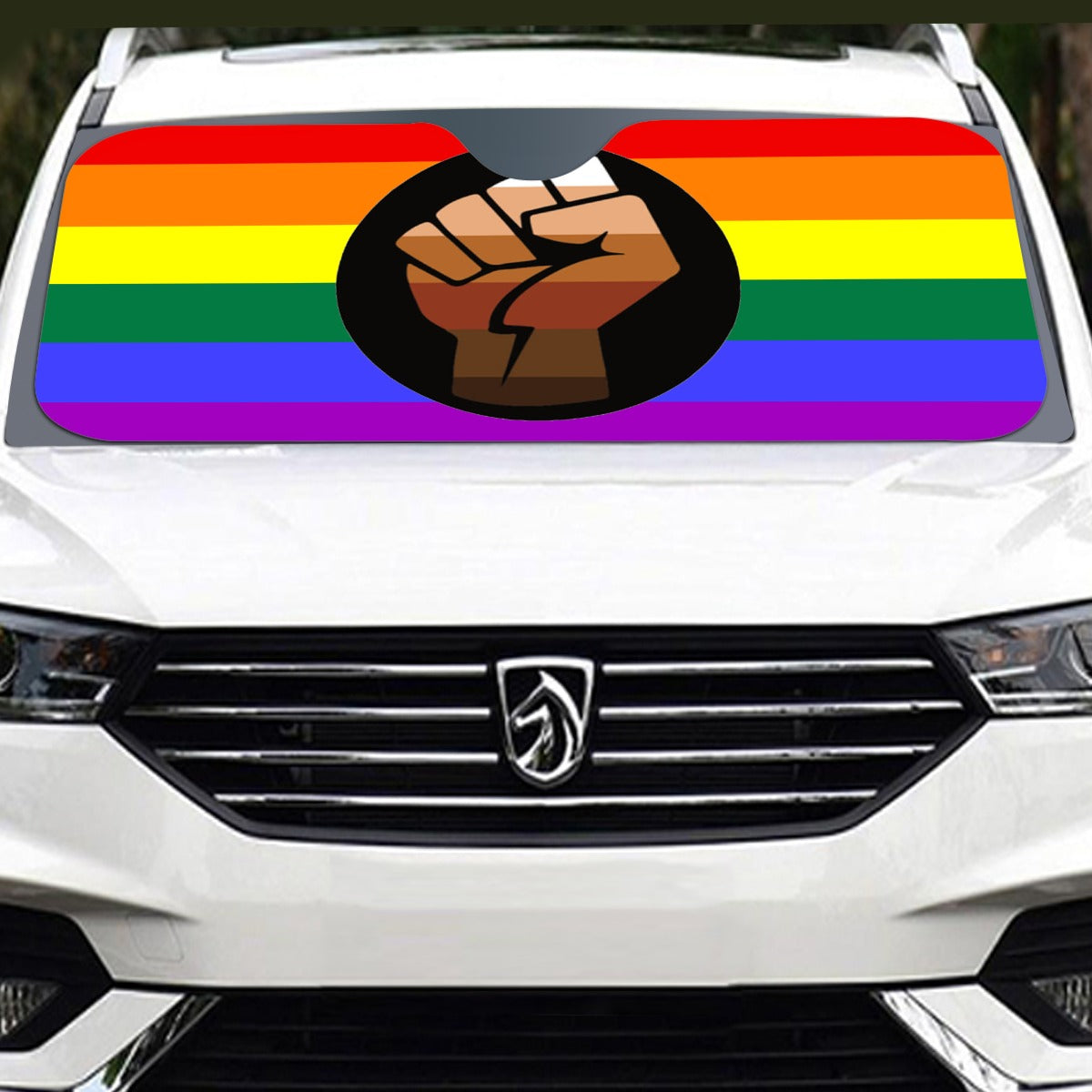 QPOC Pride Flag Windshield Sunshade | 137 cm (53.9")