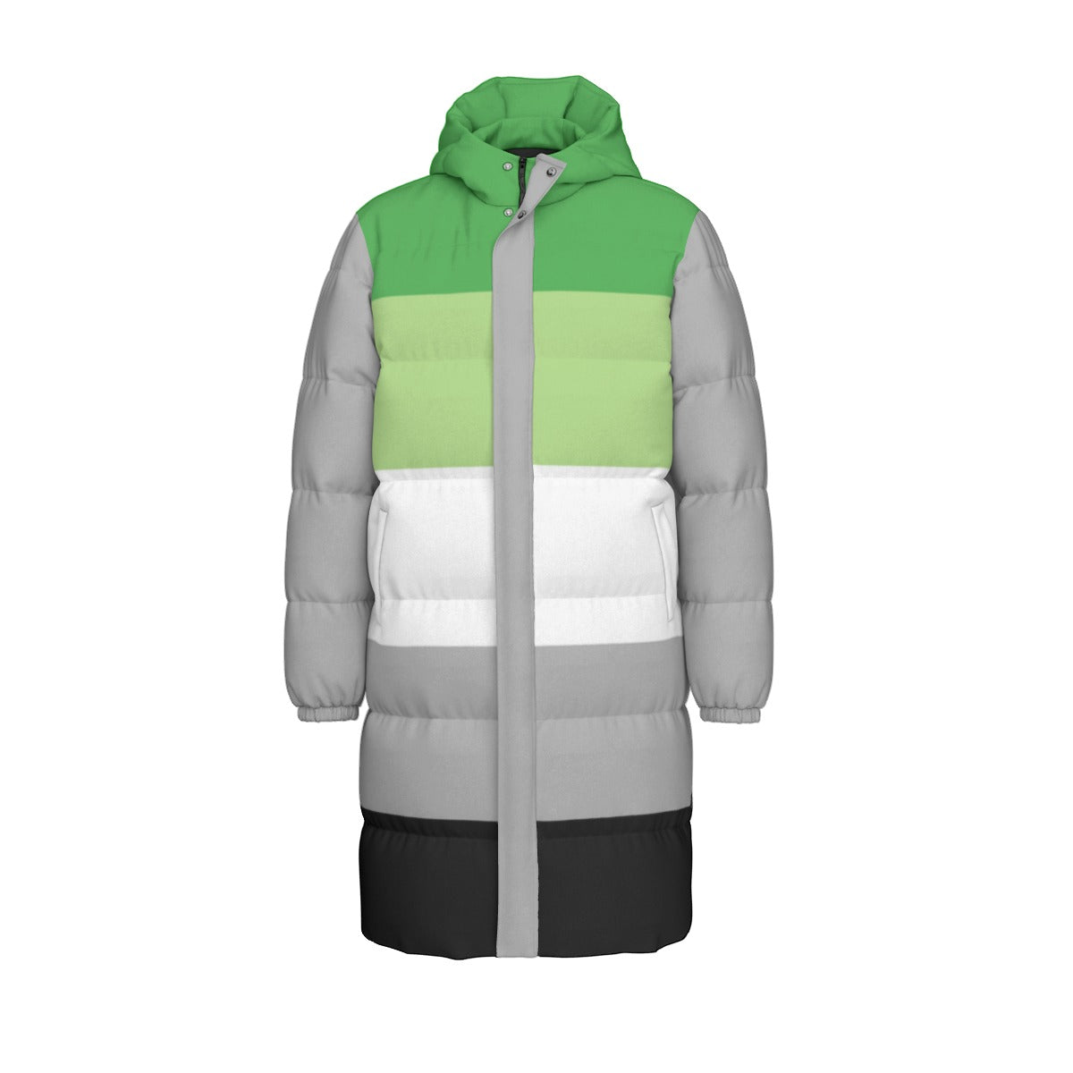 Aromantic Pride Flag All-Over Print All Genders Long Down Jacket