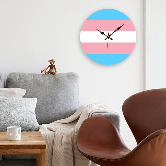 Transgender Pride Flag Wooden Wall Clock