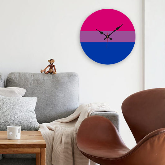 Bisexual Pride Flag Wooden Wall Clock