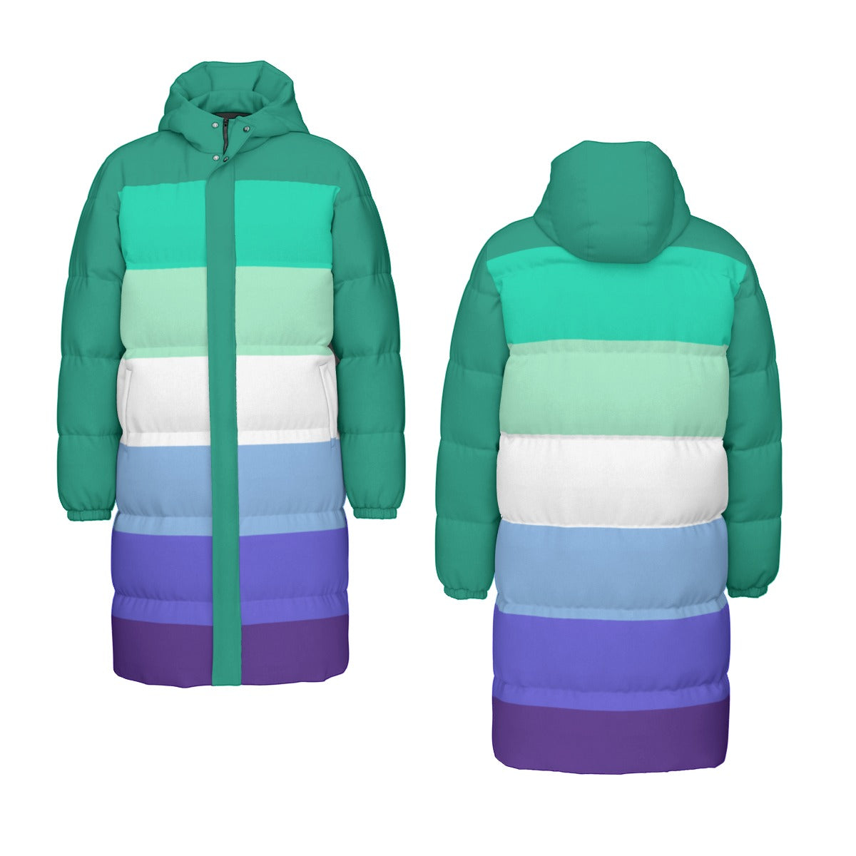 MLM Pride Flag All-Over Print All Genders Long Down Jacket