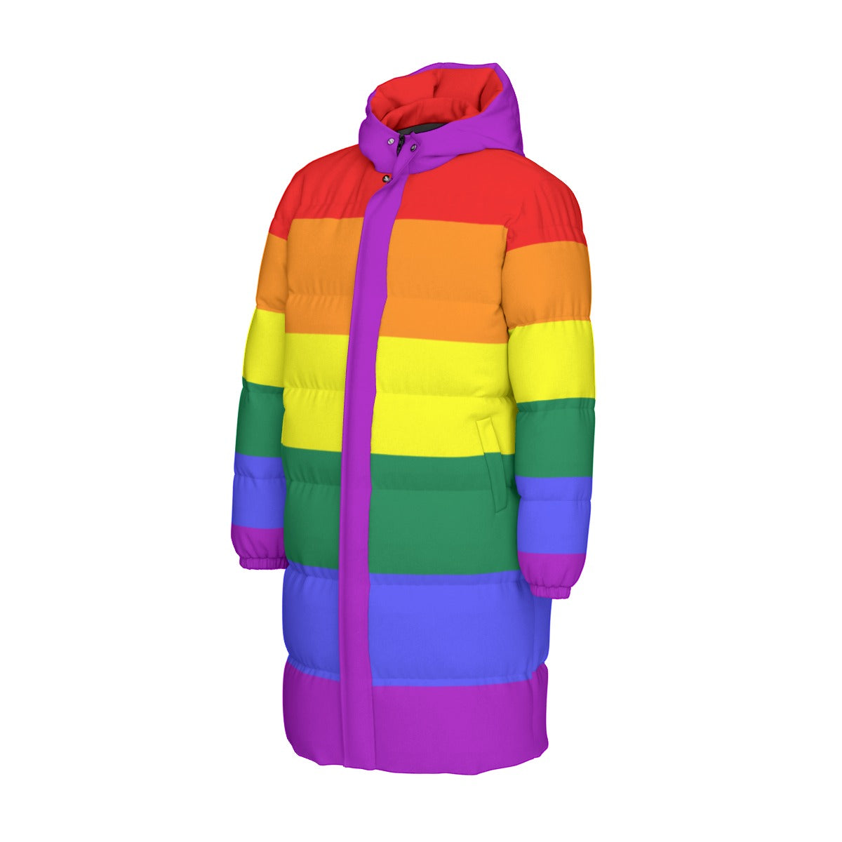 Rainbow Pride Flag All-Over Print All Genders Long Down Jacket