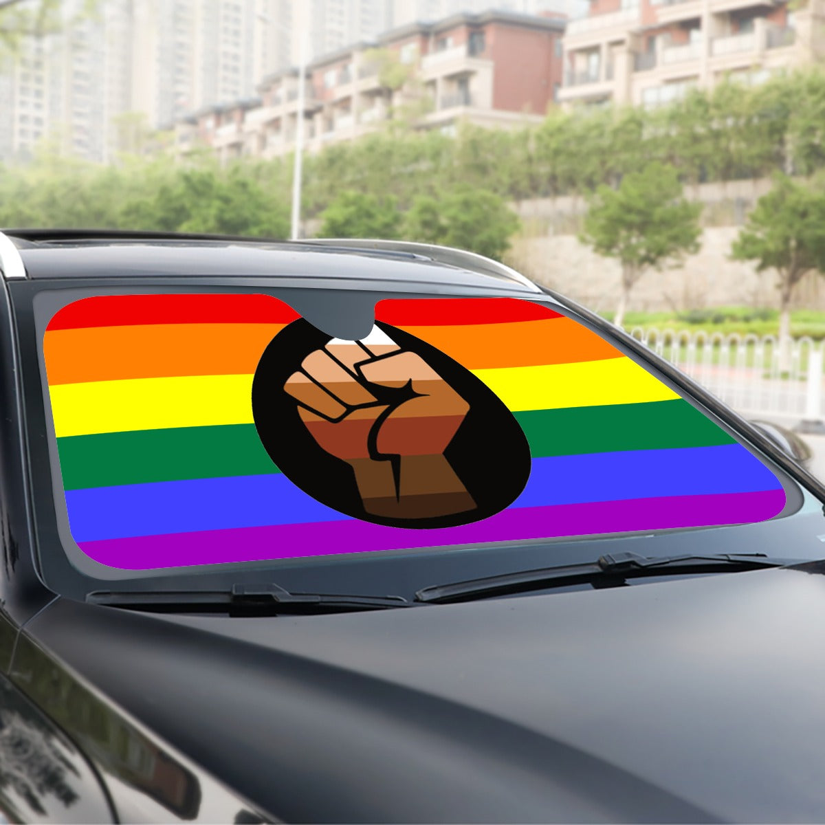 QPOC Pride Flag Windshield Sunshade | 137 cm (53.9")