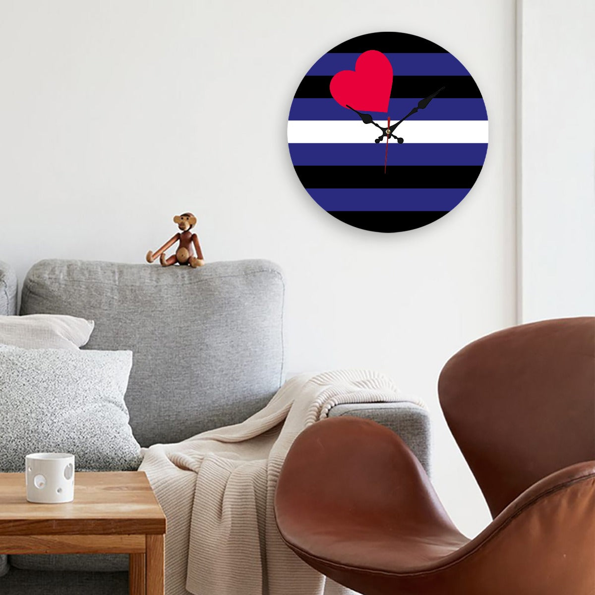 Leather Pride Flag Wooden Wall Clock