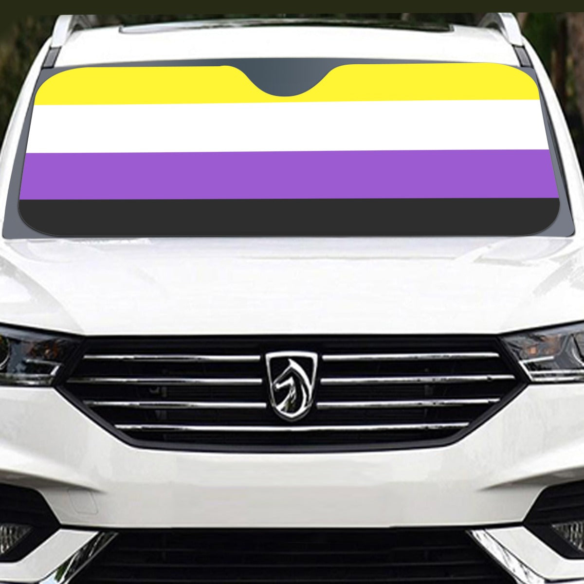 Non-Binary Pride Flag Windshield Sunshade | 145 cm (57.1")