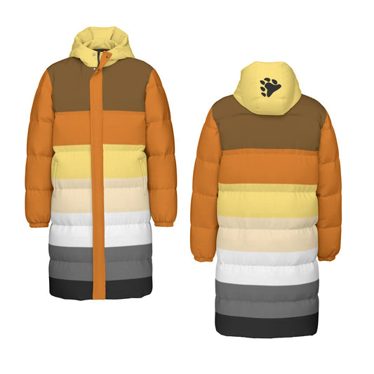 Bear Pride Flag All-Over Print Unisex Long Down Jacket
