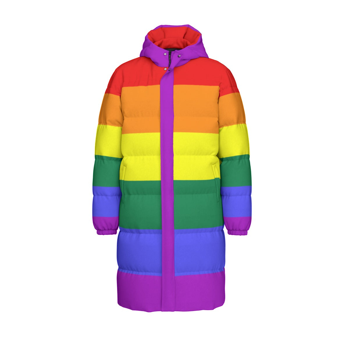 Rainbow Pride Flag All-Over Print All Genders Long Down Jacket