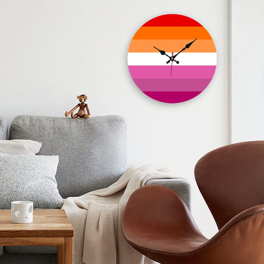 Lesbian Pride Flag Wooden Wall Clock