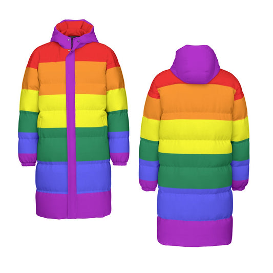 Rainbow Pride Flag All-Over Print All Genders Long Down Jacket