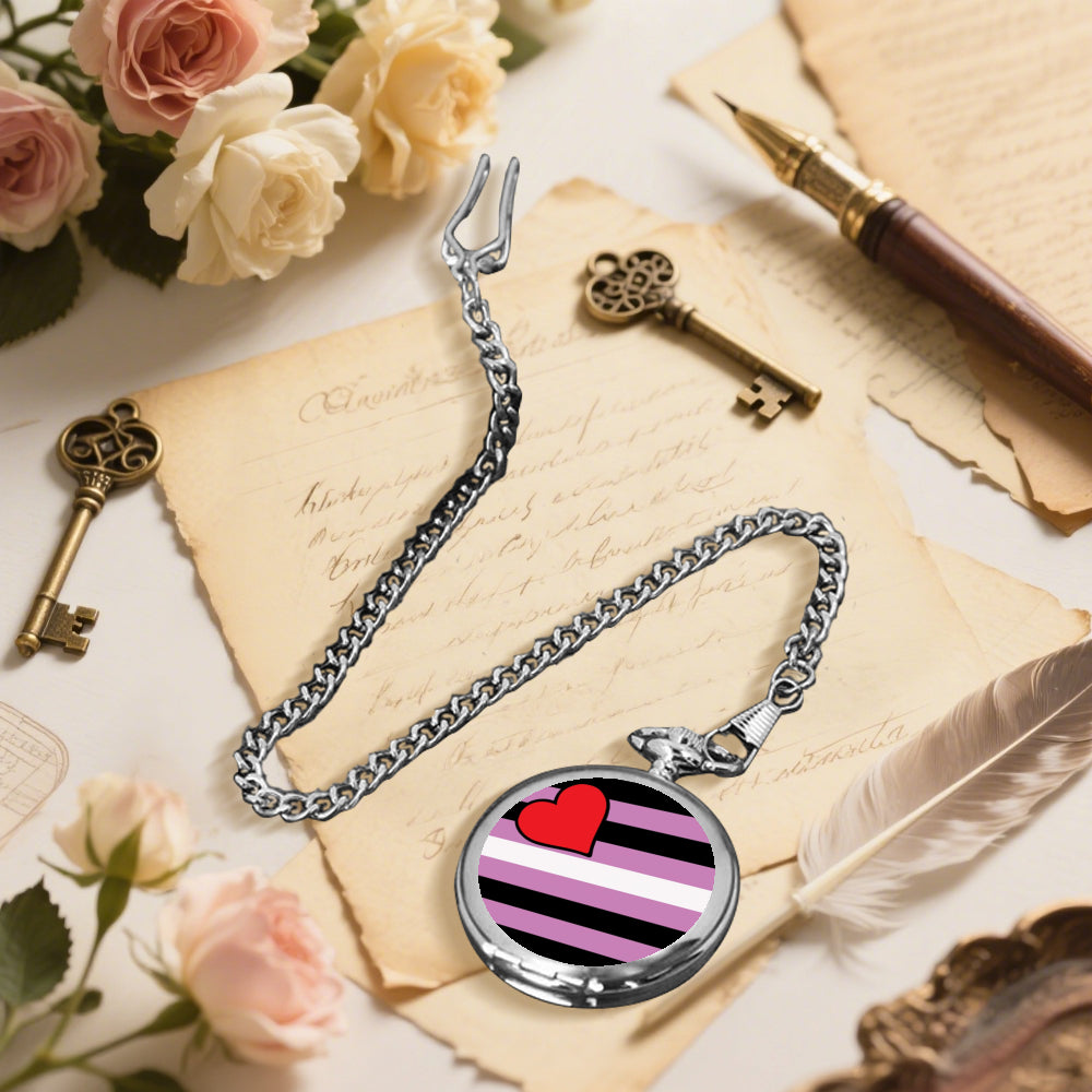 Leather Girl Pride Flag Round Pocket Watch