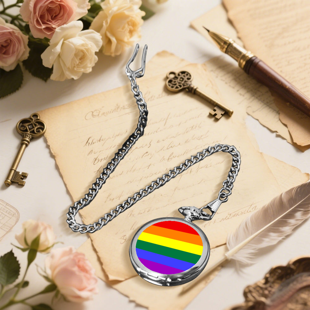 Rainbow Pride Flag Round Pocket Watch