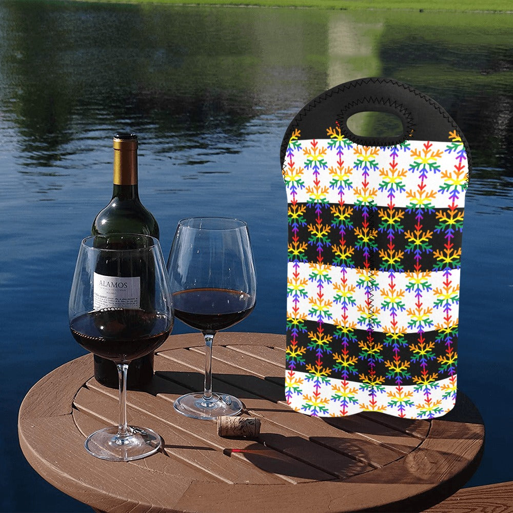 Ally Pride Flag Snowflake 2-Bottle Neoprene Wine Bag