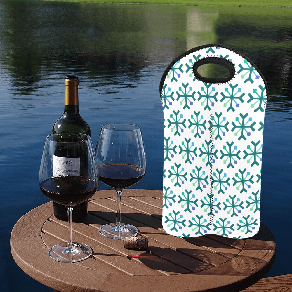 Gay/MLM Pride Flag Snowflake 2-Bottle Neoprene Wine Bag