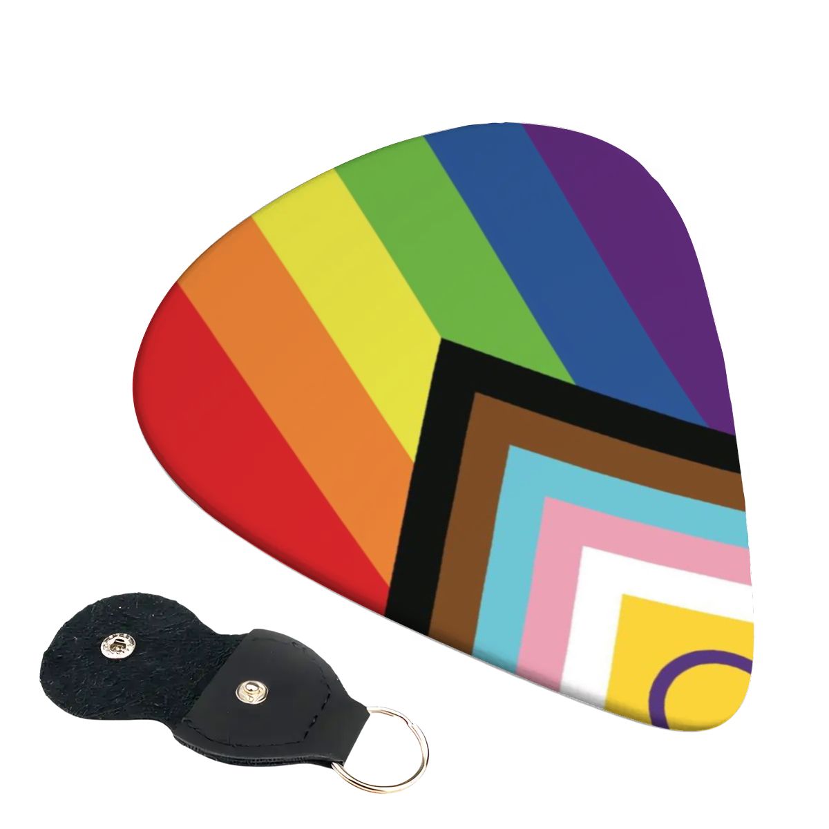 Inclusive Progress Pride Flag Set of 6 Guitar Pick and Case - .46 mm, .71 mm or .96 mm