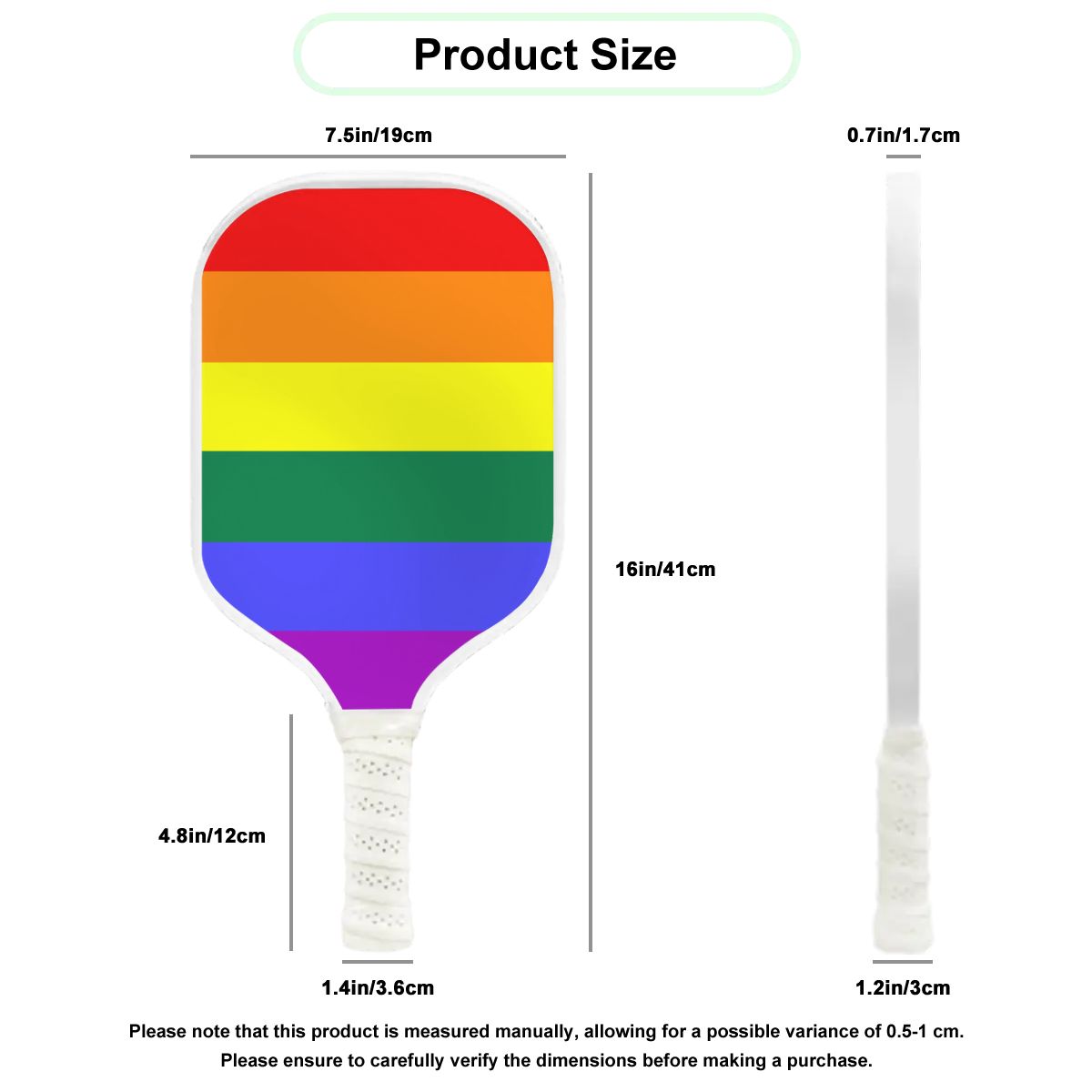 Rainbow Pride Flag Pickleball Paddle