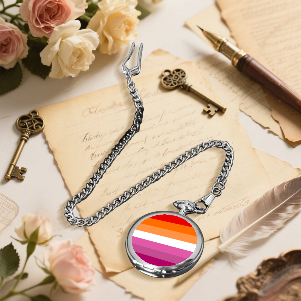 Lesbian Pride Flag Round Pocket Watch