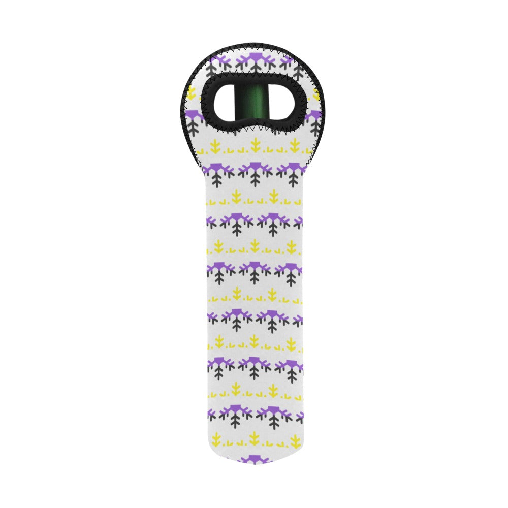 Non-Binary Pride Flag Snowflake Neoprene Wine Bag