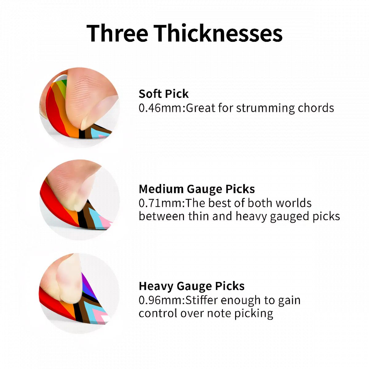 Progress Pride Flag Set of 6 Guitar Pick and Case - .46 mm, .71 mm or .96 mm
