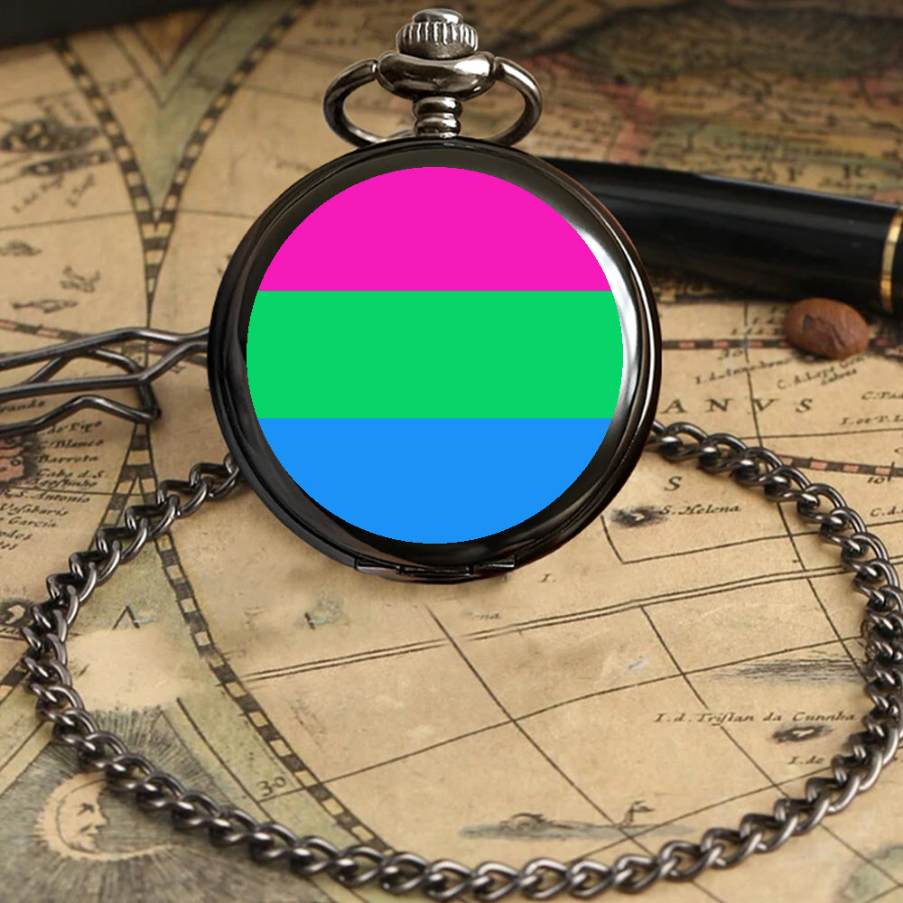 Polysexual Pride Flag Round Pocket Watch