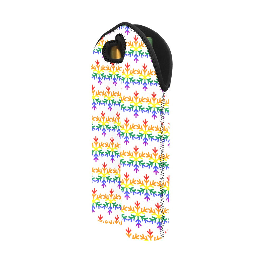 Rainbow Pride Flag Snowflake 2-Bottle Neoprene Wine Bag