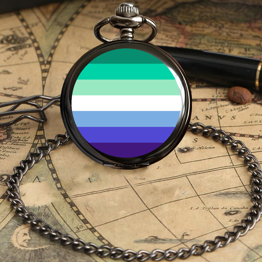 MLM Pride Flag Round Pocket Watch