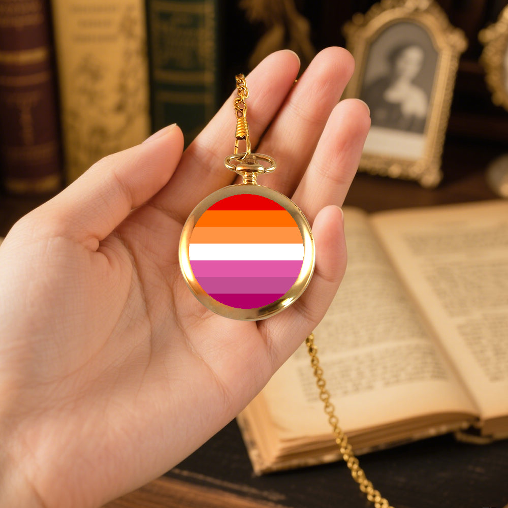 Lesbian Pride Flag Round Pocket Watch