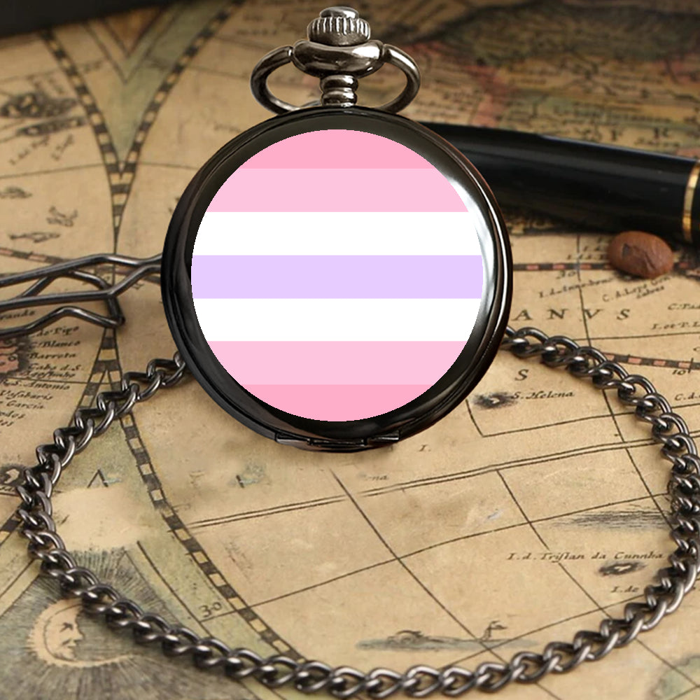 Pomosexual Pride Flag Round Pocket Watch