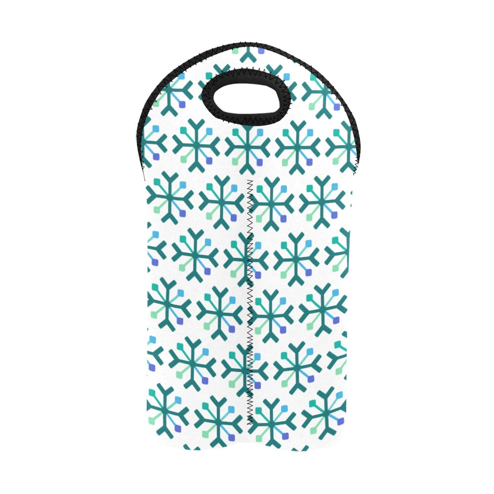Gay/MLM Pride Flag Snowflake 2-Bottle Neoprene Wine Bag