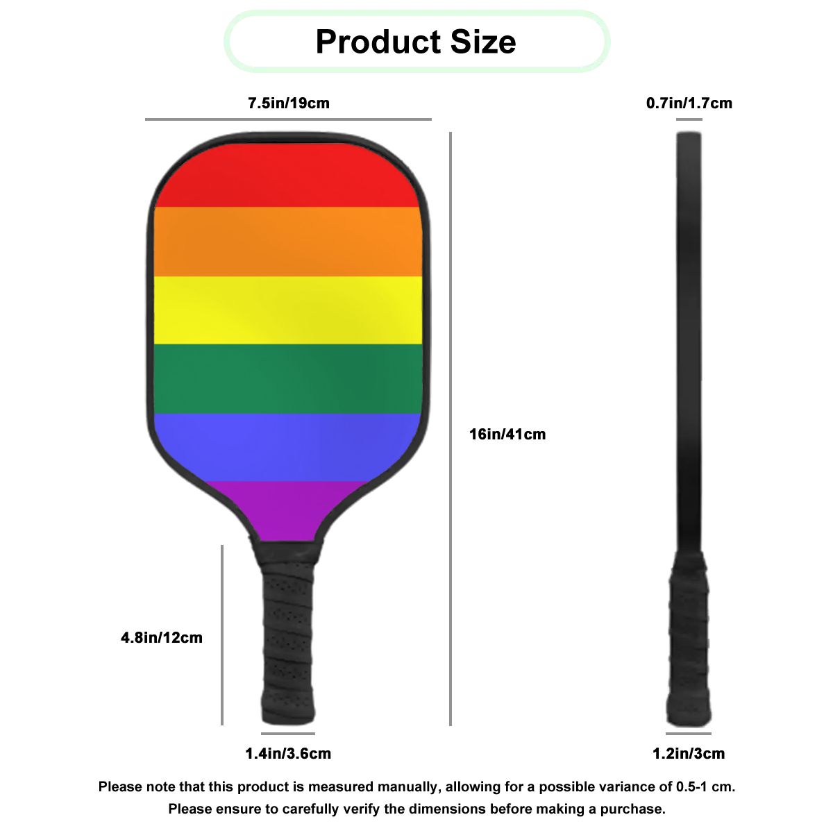 Rainbow Pride Flag Pickleball Paddle