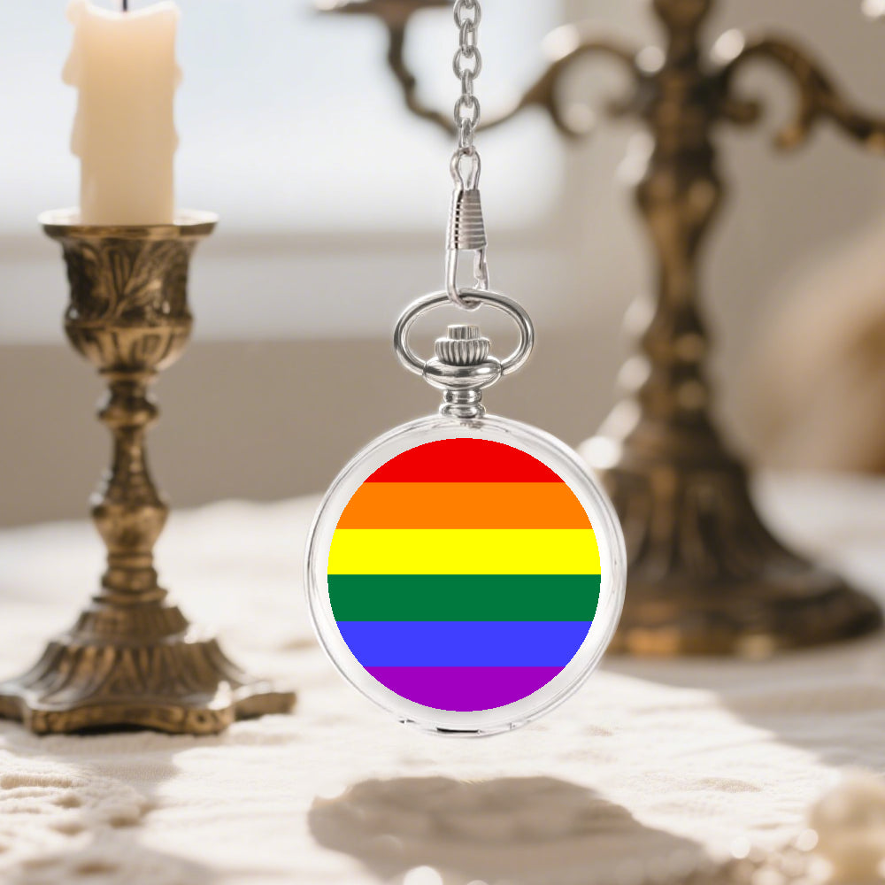 Rainbow Pride Flag Round Pocket Watch