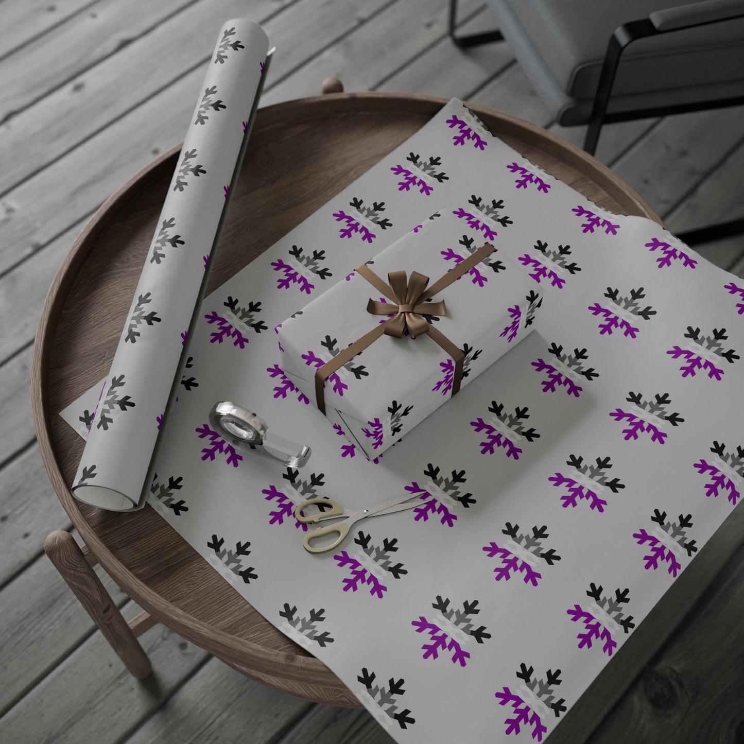 Asexual Pride Flag Snowflake Wrapping Paper - Multiple Sizes/Finishes