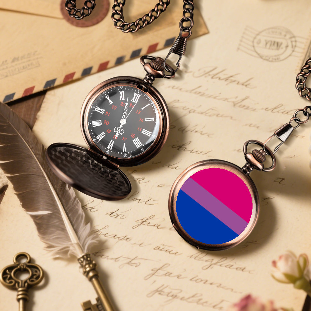 Bisexual Pride Flag Round Pocket Watch