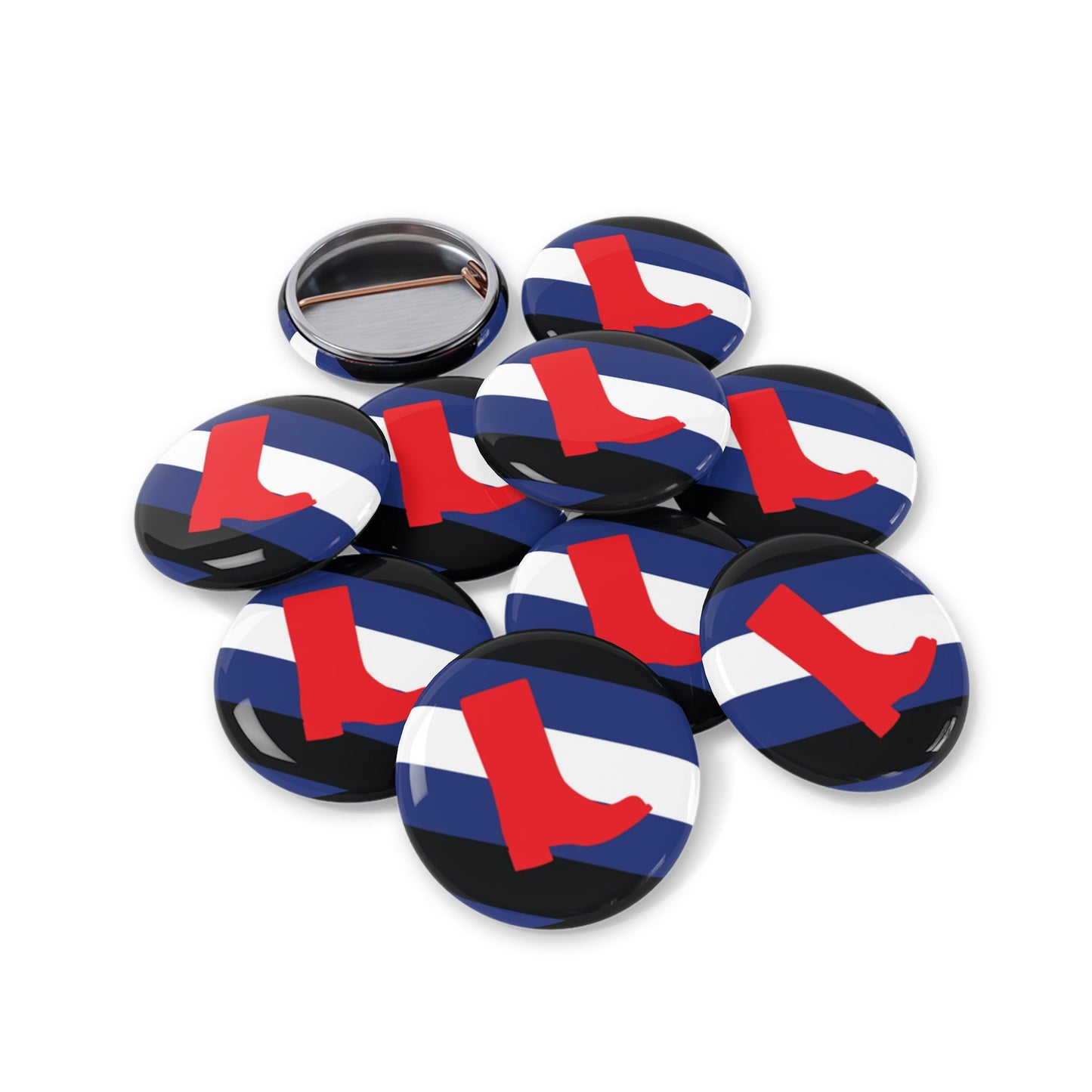 Boot Fetish Pride Flag Round Pins - Multiple Sizes