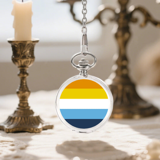 Aroace Pride Flag Round Pocket Watch