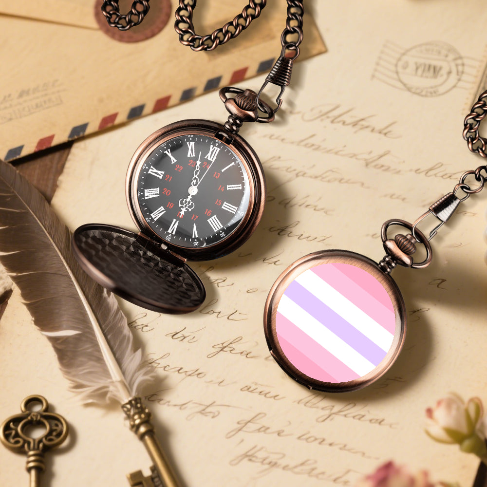 Pomosexual Pride Flag Round Pocket Watch
